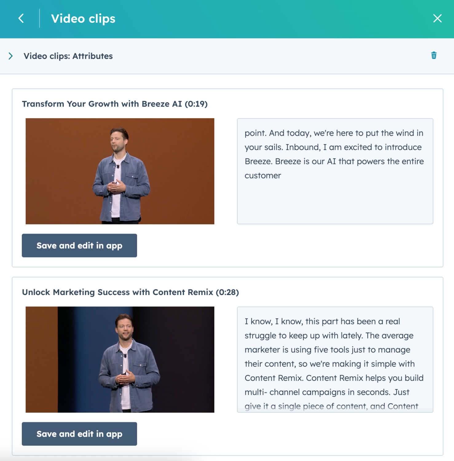 Video clips in Hubspot